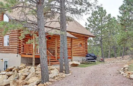 Custom Black hills log cabin w/ views, secluded, 12 miles to MT Rushmore!