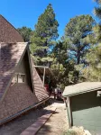 Cool 'A' frame cabin in the ponderosa pines.