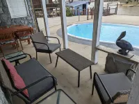 Lakefront Home with Saltwater Pool, Hot Tub, Firepit, Kayaks.  Pet Friendly