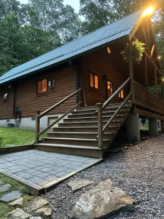 Beautiful cabin in the woods.