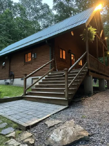 Beautiful cabin in the woods.