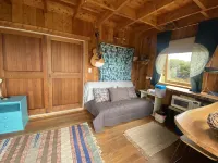Rustic cabin, sea views, deck, bbq, kayak/SUP, wifi, 2 mins walk to beach, pets