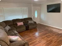 King, queen, & twin bed. 2-bedroom. Fenced around.