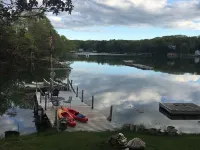 2 bedroom  1 bath, large deck and dock, on the water in peaceful cove,   Year Hotels in Boothbay