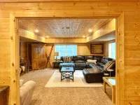 Cozy Cabin Themed Basement