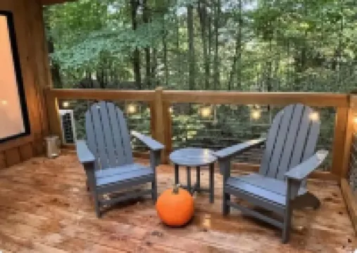 Secluded creekside treehouse cabin in Shelby with hot tub, AC, WiFi
