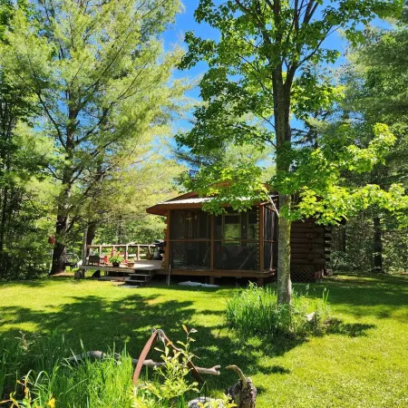 The Copper Squirrel is a secluded full log cabin on 10 acres.