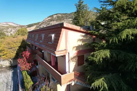 Mountain cabin at the foot of the big mountain in the village of Viggiano