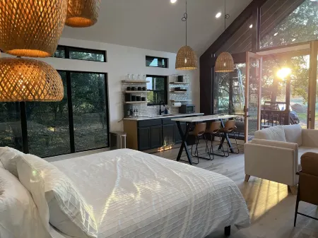 Modern stay on a relaxing ranch with friendly animals to pet and feed.