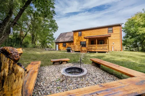 Elina’s  Log Cabin, new on the market, steps from Devil’s Lake State Park.