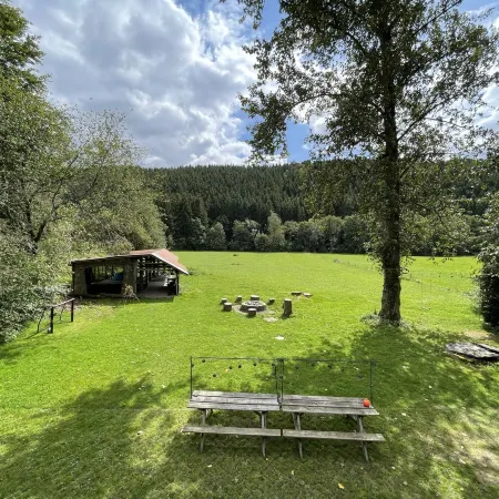 Ardennes villa with riverside garden and views