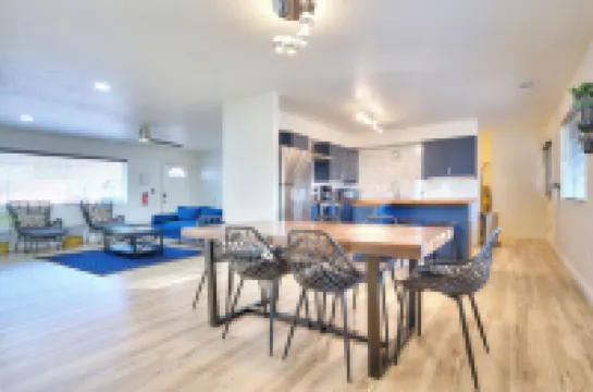 Modern retreat with games room in central location!