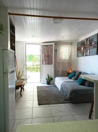 Small, cosy F2 overlooking lush garden. Soothing at the end of the excursion.