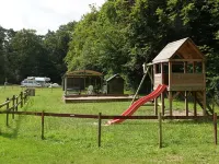 Comfortable caravan in a green setting