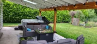 Eye-catching Home and Yard w/ Luxurious Hot Tub, Patio, and Private Trail Access - Gym