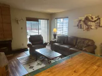 Cozy Living Area with Fireplace and Pool Access - Charming Mountain Escape