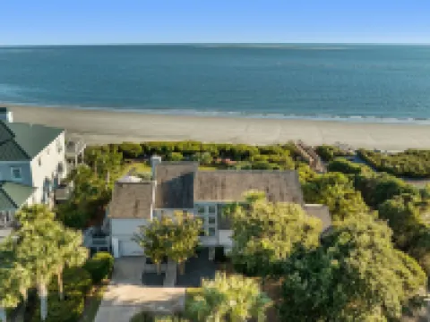 Oceanfront, vintage beach house steps from the sand on Seabrook Island.