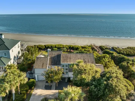 Oceanfront, vintage beach house steps from the sand on Seabrook Island.