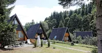 Wooden Chalet with Terrace Near Swimming Lake - Pet friendly