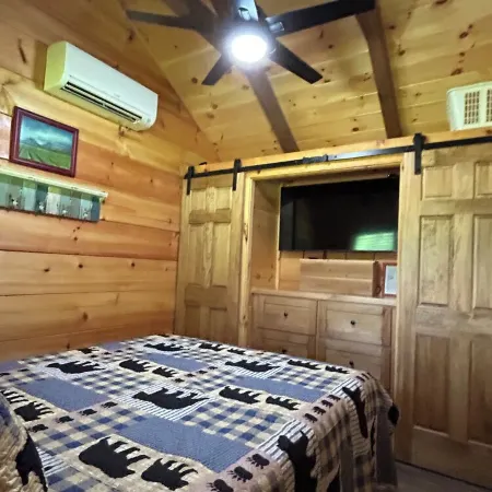 Cozy 1 BR cabin 100 feet from the Linville River near Newland, NC. EV charger