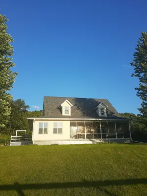 Country Charm Over River Valley And Horse Farm