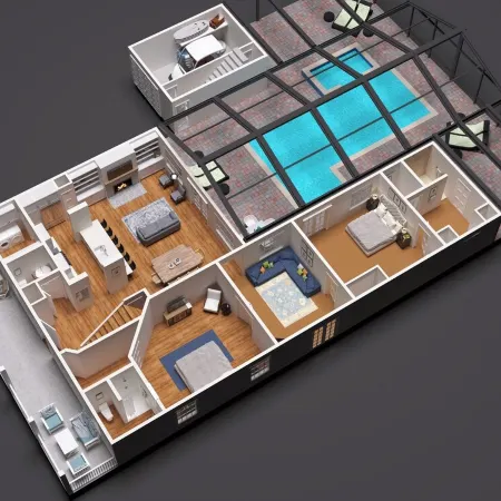 Private 5-bedroom house with private screened in pool and beach access