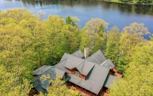 Executive Custom Log Lodge on Little Round Lake