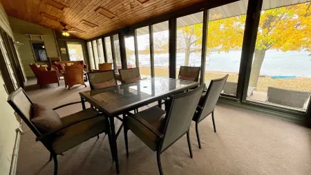 Limited summer dates Lakefront sandy beach, sunroom, sauna, game room, kayaks!