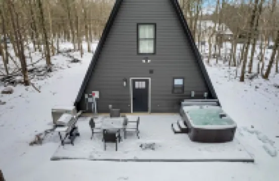 Cozy Modern A-Frame with Hot tub, Fireplace, soak tub & Games