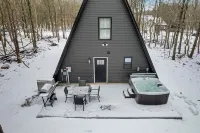 Cozy Modern A-Frame with Hot tub, Fireplace, soak tub & Games