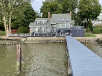 River front with large decks and dock over the Hudson