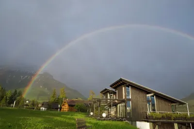 Architect's house Karersee, view of rose garden, Latemar and western Alps Hotels near Karersee