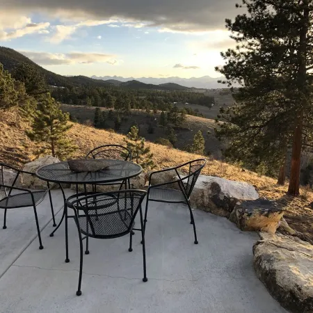 Mountain house overlooking Bear Basin Valley and the Sangre de Cristo Range.