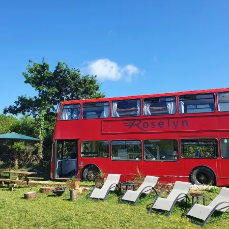 Double Decker Bus on an Alpaca Farm Sleeps 8