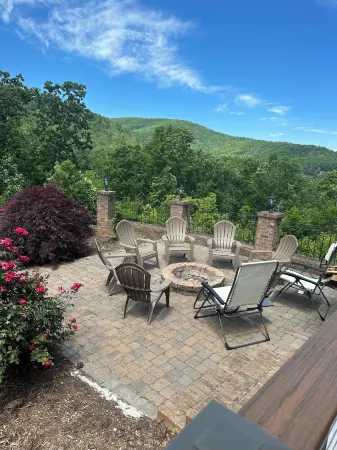 Mountain View’s, dual water fall Koi pond and private theater.