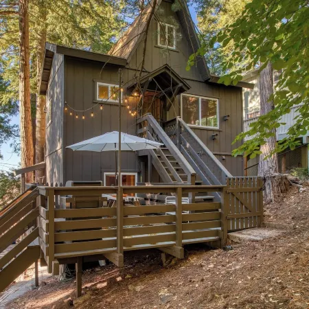 A-Frame Retreat Chic and Modern Forest Views Hammock Outdoor Dining Decks