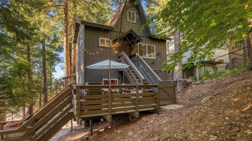 A-Frame Retreat Chic and Modern Forest Views Hammock Outdoor Dining Decks