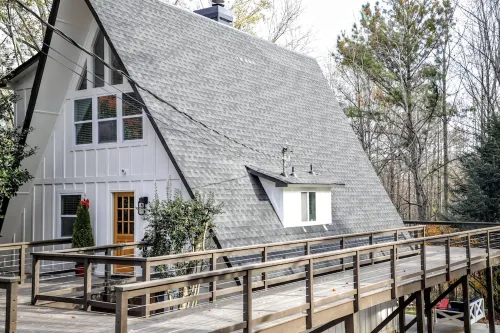 A frame cottage with private dock on lake