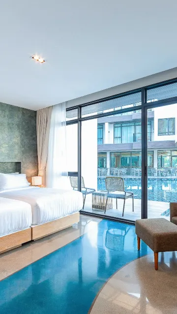 ห้องดีลักซ์เตียงแฝดพร้อมทางเข้าสระว่ายน้ำ