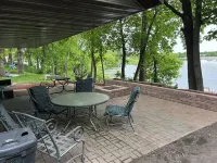 Cabins overlooking the lake Sakatah, bordering the state trail