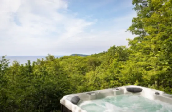 Secluded Log Cabin-Lake Michigan Views-Hot Tub & 11 Private Acres — Dogs Welcome