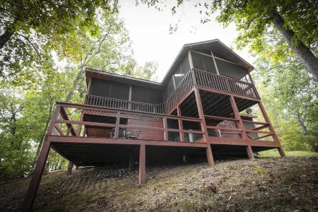 Rustic Lakefront Cabin near Smokies w/ Hot Tub, Firepit, Pool Table + Views!