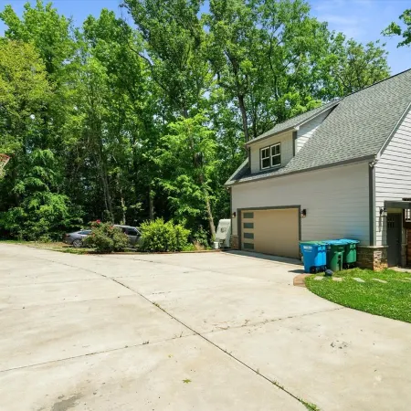 Studio above a detached garage away from main house on a private lot.