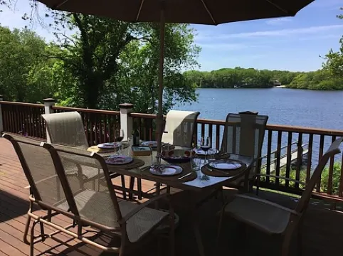 Calming Waterfront Home With Dock on Lake Wequaquet with Beach Pass