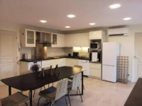 Large apartment in villa with garden and pool