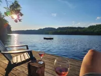 Beautiful house on the lake with a boat launch.