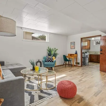 Vibrant basement suite, blending style and comfort for a delightful stay.