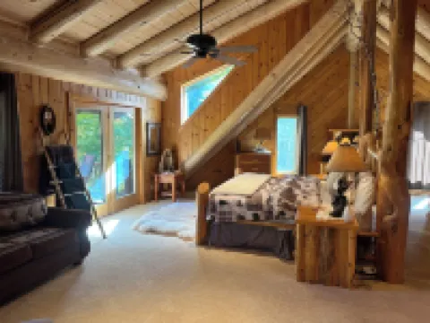 Total privacy, private beach, one of a kind full log home