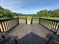 Camp under Blue Ridge Mtn sky river A Frame Cabin