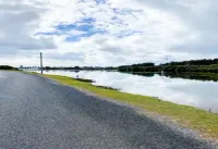 Lakeside House Tuncurry with deck overlooking the lake